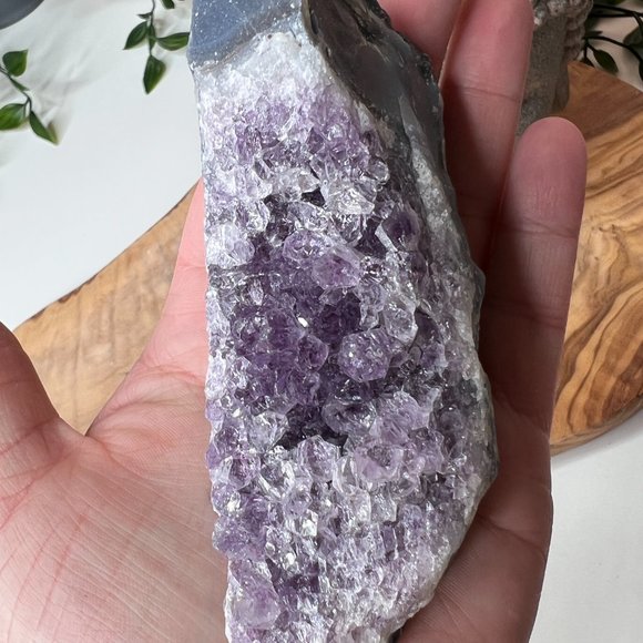 Unique Crescent Amethyst Geode Cluster Freeform, Crystal Decor Cluster - Picture 9 of 12